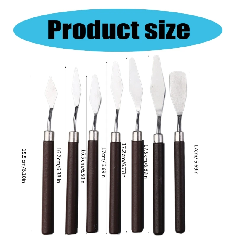 7Pcs Art Spatula Set, Stainless Steel Spatula Painting Scraper Artists Tool for Oil Painting, Paint Applying
