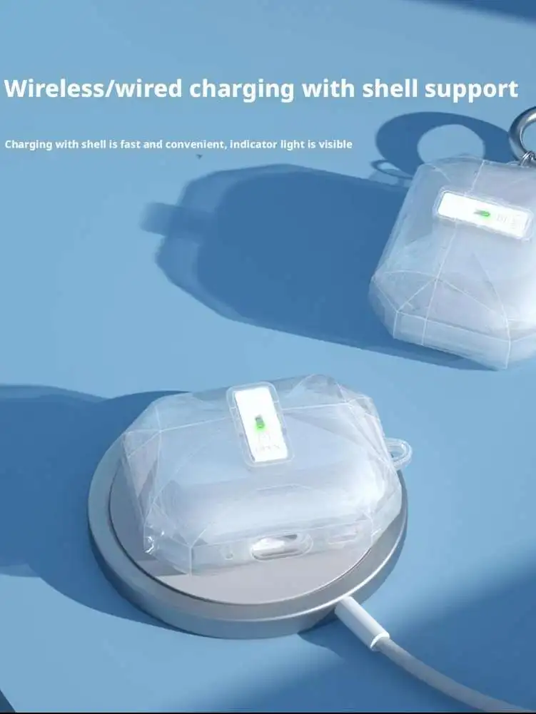 Étui AirPods Pro 3 transparent avec interrupteur magnétique, Protection anti-chute, étui pour écouteurs Bluetooth, boucle en métal