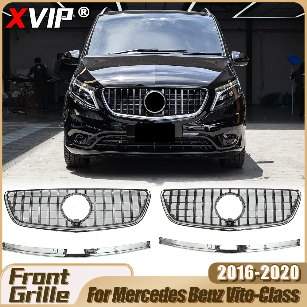 

XVIP Chrome GTR Style Front Racing Grille For Mercedes Benz Vito-Class 16-20 Glossy Black GTR Style Upper Grill Car Accessories