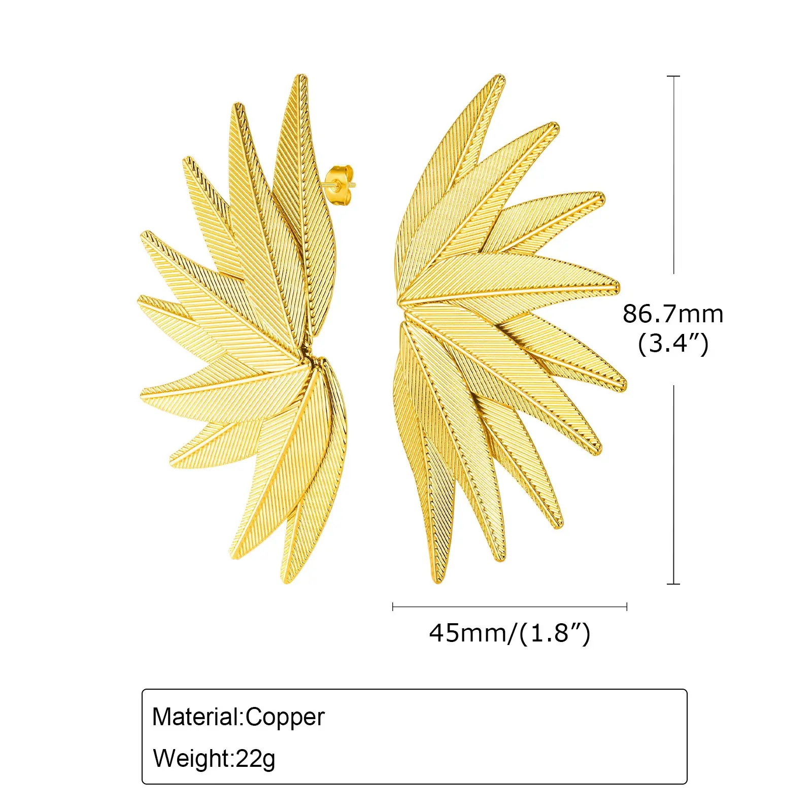 Bohemian Geometric Gold Color Leaf Shape Earrings Copper Material Vintage Drop Earrings for Women Fashion Aesthetic Accessories