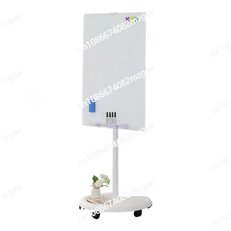 Mobile Disc Tempered Glass Whiteboard Magnetic Tempered Glass Supported Wheel Mobile Office Blackboard Home