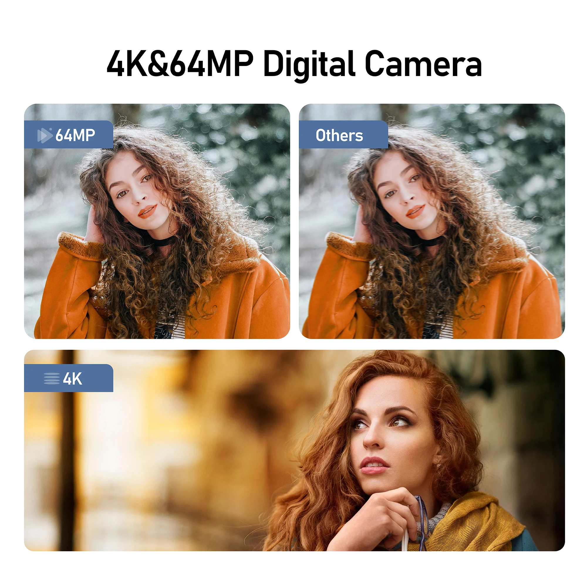 64MP Digital Camera SLR DSLR For Photography 4K 60FPS Vlog Camcorder 4.0 Inch Touch Screen Youtube Livestream Webcam Auto Focus