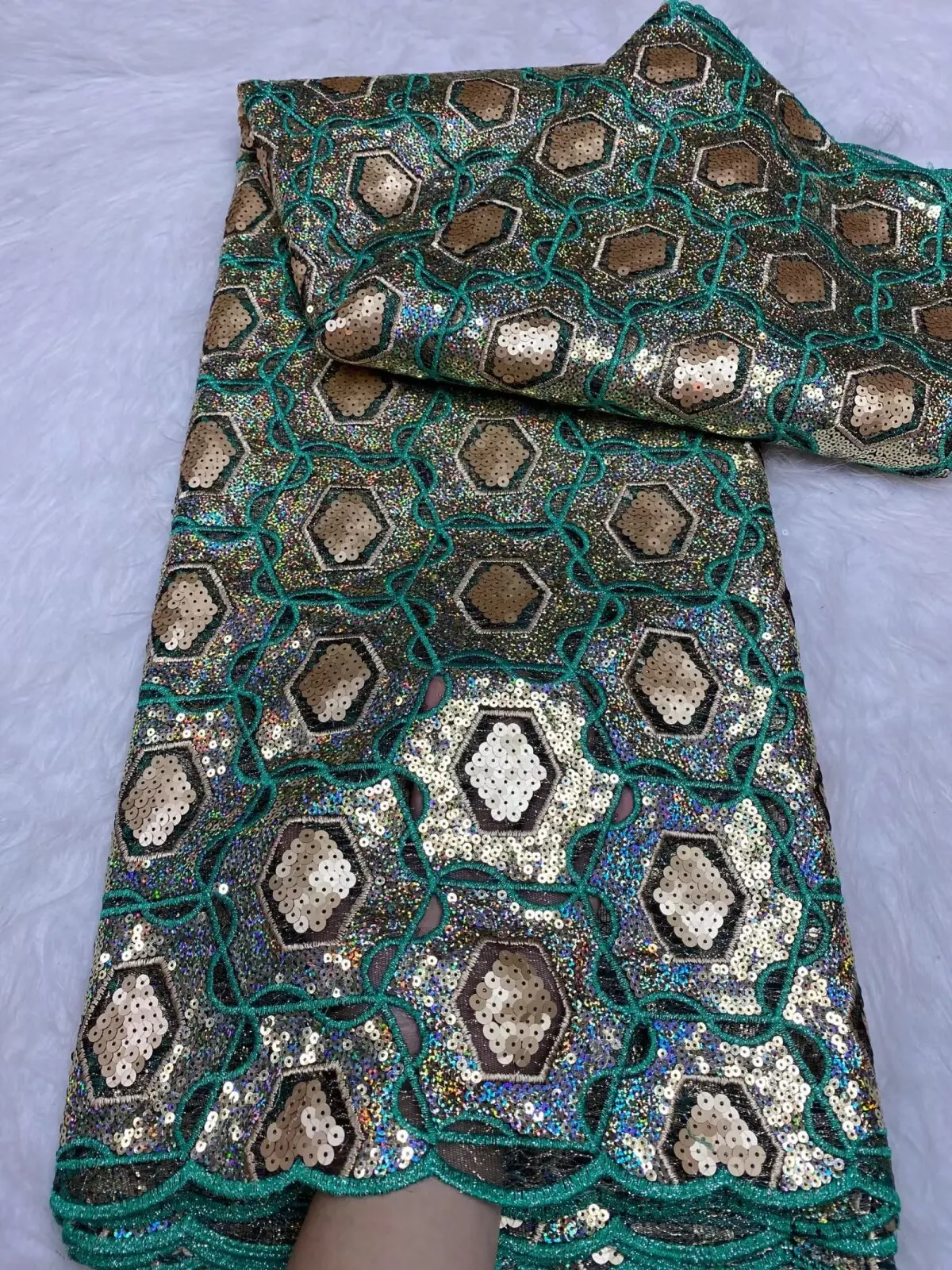 French Mesh Lace Fabric Sequins Bride Dress 2025 High Quality African Lace Fabric 5 Yards Nigerian Tulle Lace Sew -FY