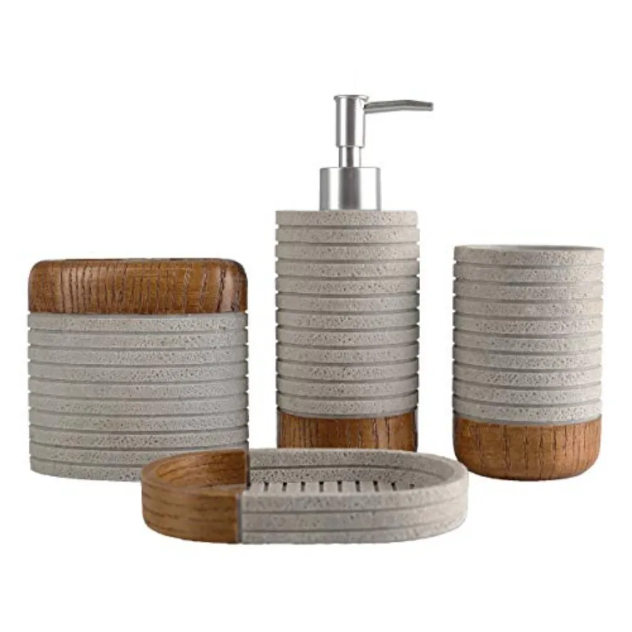 

Bathroom Accessories Set, Toothbrush Holder, Farmhouse Bathroom Decor, 4 Pcs Resin Gift Set Apartment Necessities, Contain Toot
