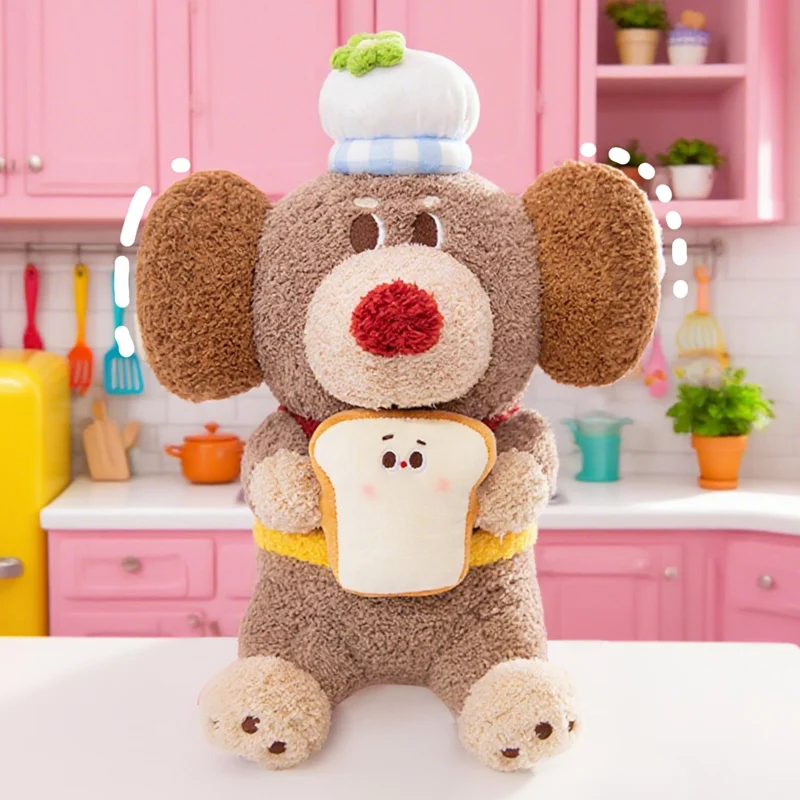 

Милая одежда шеф-повара, кукла для собаки, мультяшная нашивка для хлеба, плюшевая кукла для собаки, плюшевая игрушка для подарков на день рождения для детей