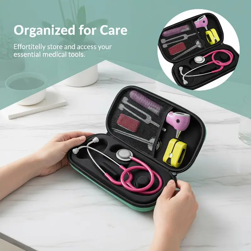 EVA Portable Stethoscope Storage Box Mesh Pocket Protective Case For Littmann Cardiology Stethoscope