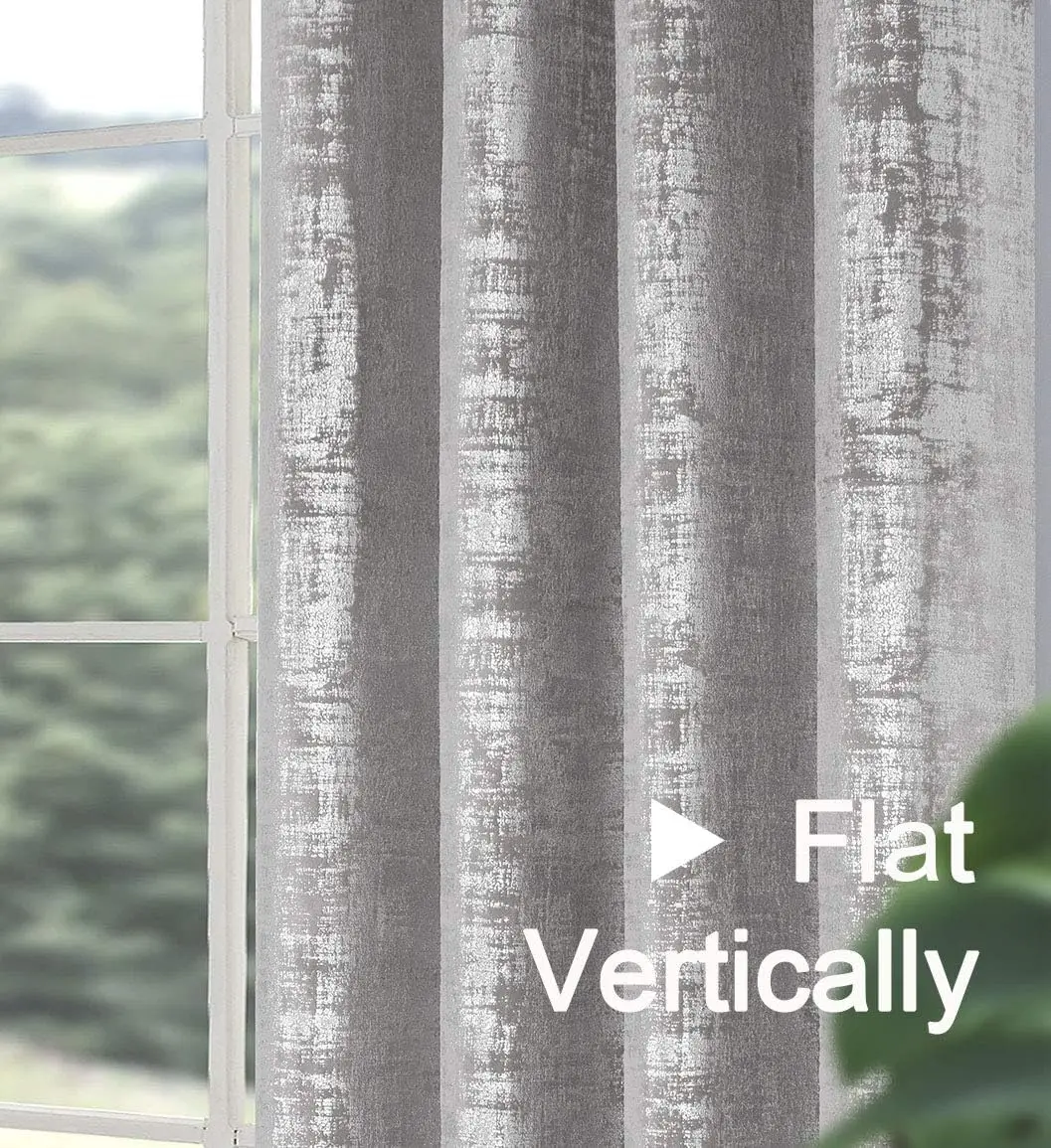 Tirai beludru lembut, gorden kamar tidur mewah panjang 95 inci, perawatan jendela motif Foil perak untuk ruang tamu, Set 2 warna perak