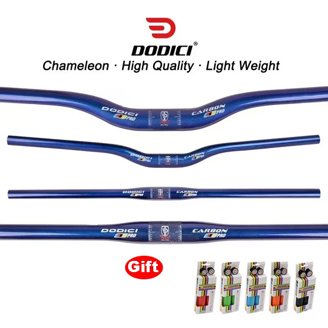DODICI Dazzle niebieska kierownica rowerowa z pełnego włókna węglowego 31.8*720/740/760mm rower górski jaskółka uchwyt kierownica pozioma