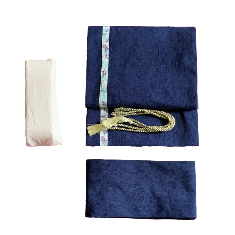 Stile giapponese Kimono Obi Colore Blu Navy Abito da donna Cintura Decorativa Yukata Accessori Stereotipati Cintura a Tamburo