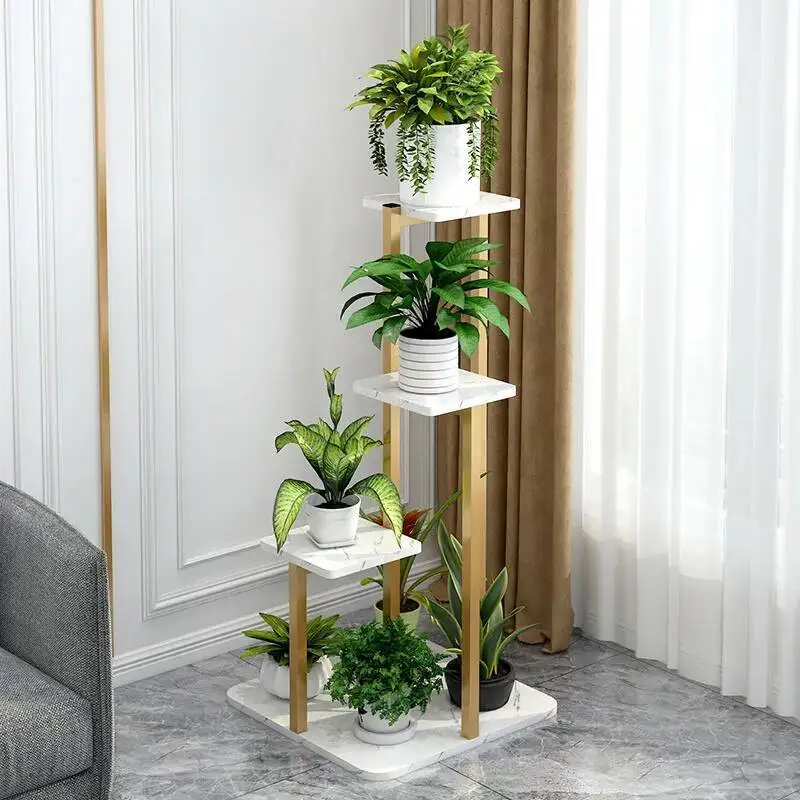 Light luxury flower shelf balcony shelf interior decoration living room shelf floor type multi-layer flower shelf garden stand