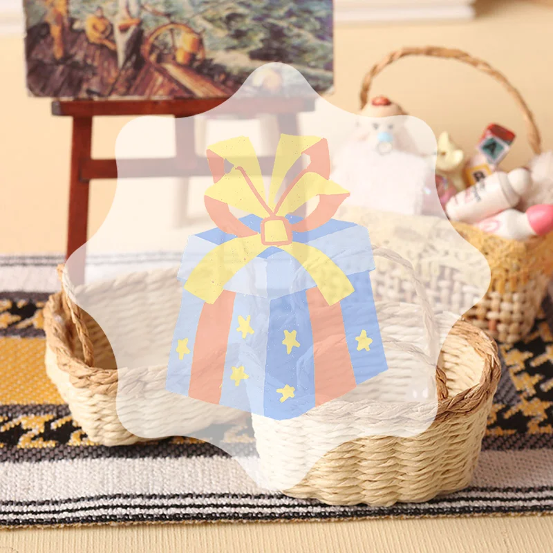 Cesta de almacenamiento en miniatura para casa de muñecas, marco tejido de comida vegetal, modelo de cocina, decoración, accesorios para casa de muñecas, 1:12