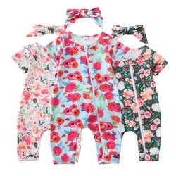 Ropa para bebé recién nacido, Pelele con cremallera doble, mono con estampado Floral y volantes, pijama bonito para niño de 3 a 24 meses, 2024