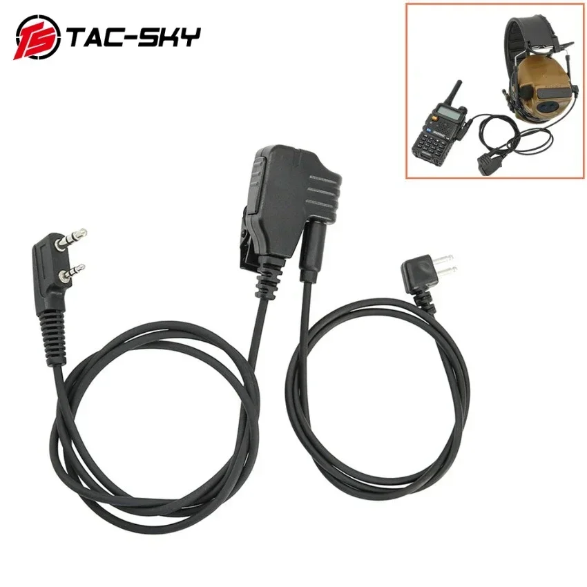 TAC-SKY Headset taktis, Headset adaptor Mikrofon ke Ken Plug untuk Baofeng Walkie Talkie dan Comta IPSC perlindungan pendengaran menembak