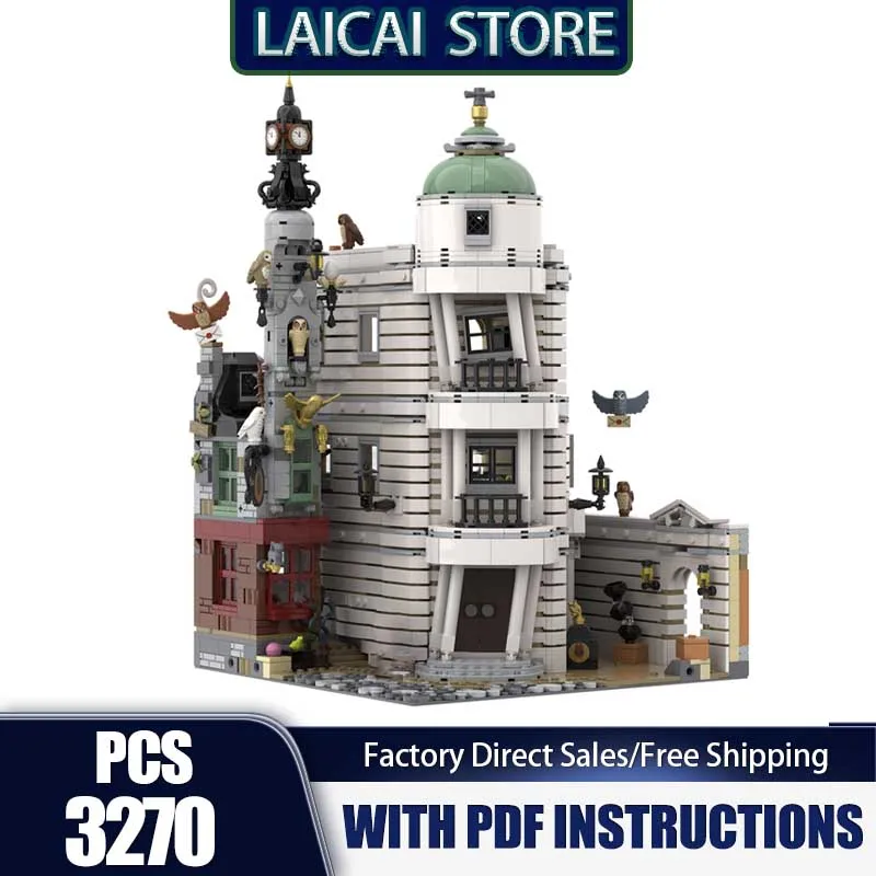 

Moc Building Bricks Gringotts Wizarding Bank Modification - Owl Post Building Technology Modular Block DIY Toy Holiday Gifts