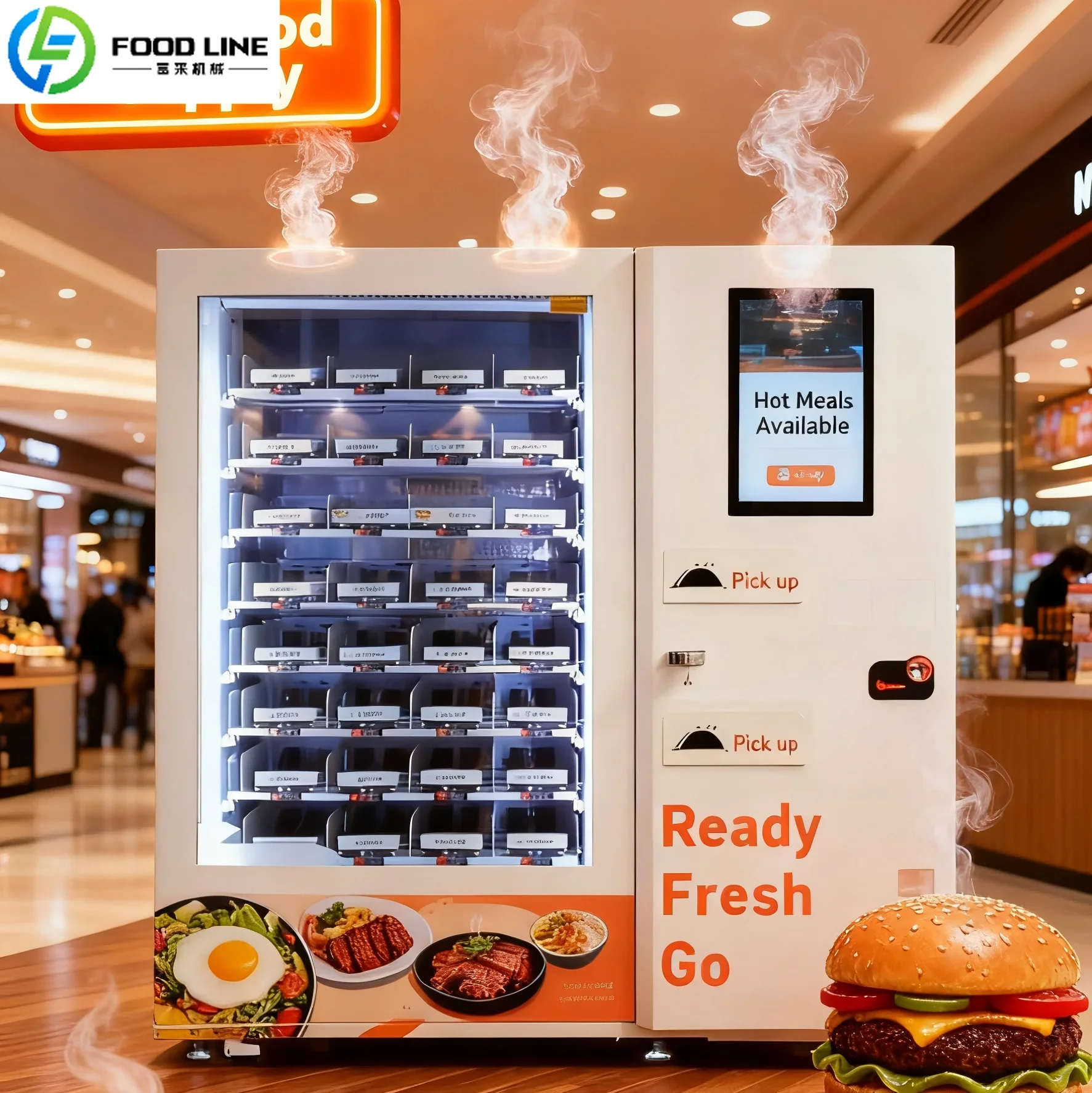 FOODLINE Park Square Pizza Vending Machine Wind Resistant Outer Shell Constant Freezing Automatic Pizza Maker