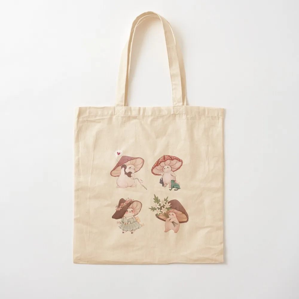 

Four Vibrant Mushrooms Friends Tote Bag Handbags great bag Cloth bag Canvas Tote