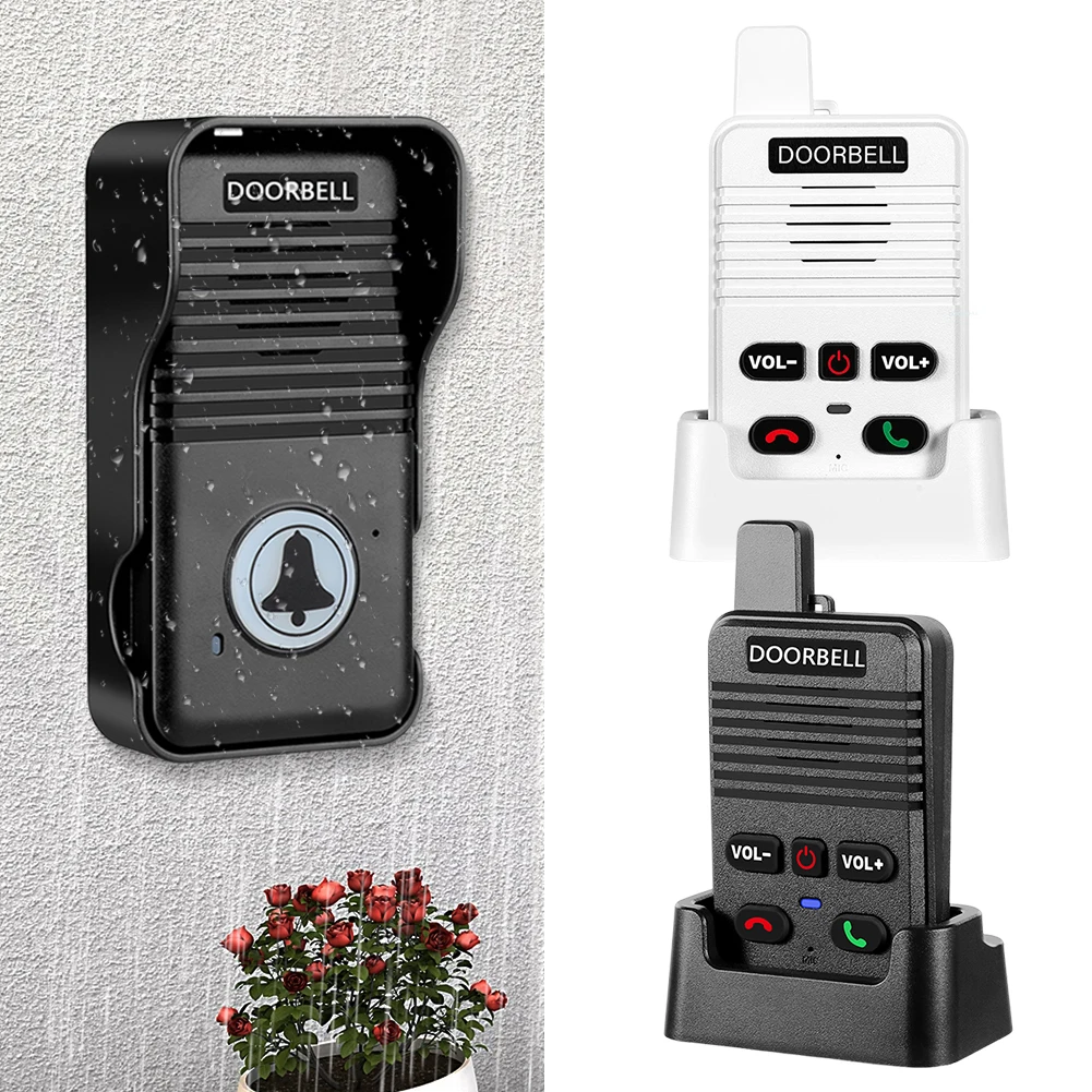 

Wireless Voice Duplex Intercom Doorbell with Rechargeable Battery House Home Audio Intercom System Doorbell for Factory Office