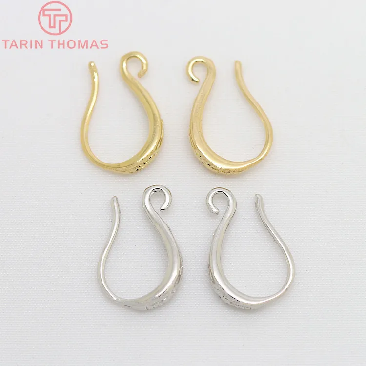 (3752)12PCS 9x15MM 24K Gold Color Plated Brass Earrings Hooks High Quality Diy Jewelry Accessories