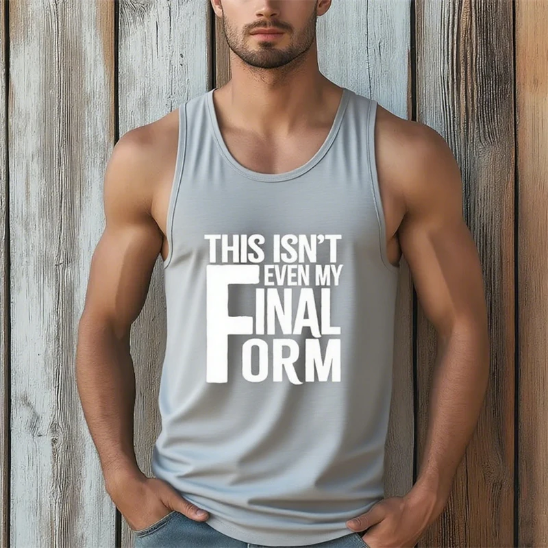 Summer Gym Fitness Breathable Vest For Men Funny Letter 3D Print Graphic Basketball Sleeveless Shirt Quick Dry Run Football Tee