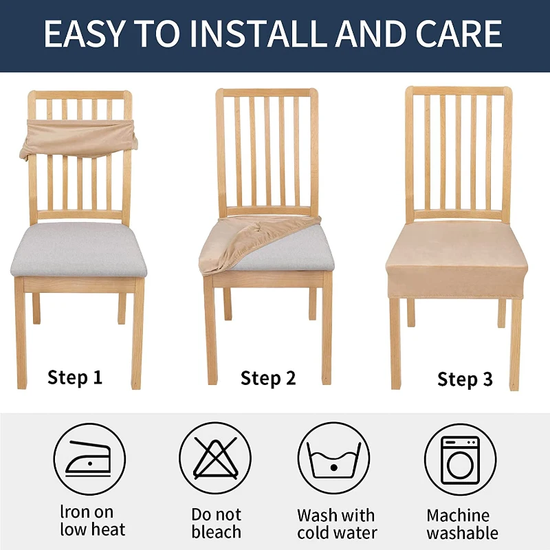 Real Velvet Chair Seat Covers Removable Washable Anti-Dust Dining Room Chair Seat Cushion Protector Slipcovers