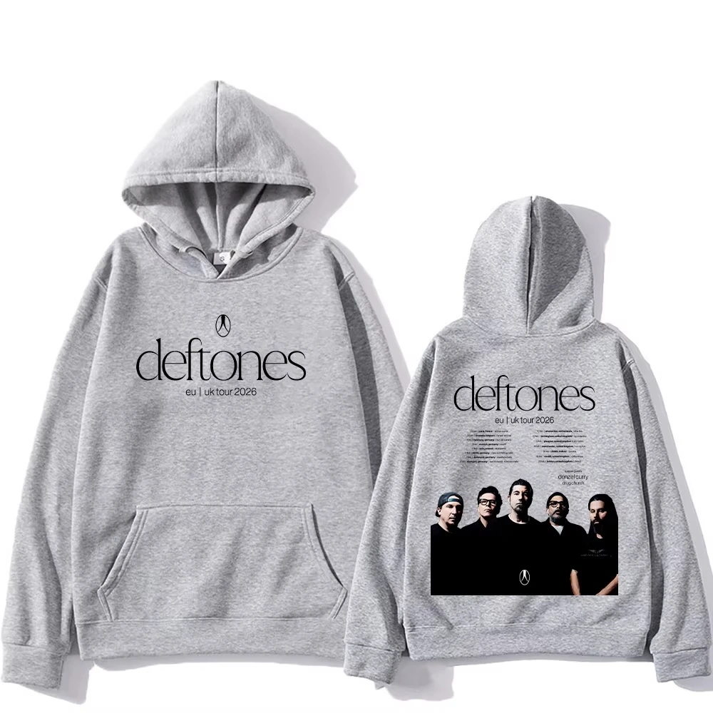 

Толстовки Deftones Rock Band Deftones EU UK Tour 2026, пуловеры для мужчин и женщин, металлические повседневные толстовки, трендовый дизайн, свободная уличная одежда