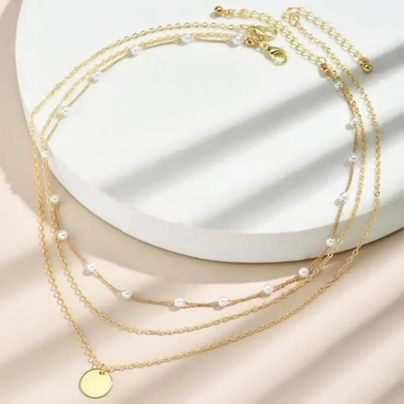 Clavicle Chain Not Easy To Fade 40-45cm Pendant Multi Layered Necklace Necklace Lady Simple Fashion About 15g Prime Chain Alloy