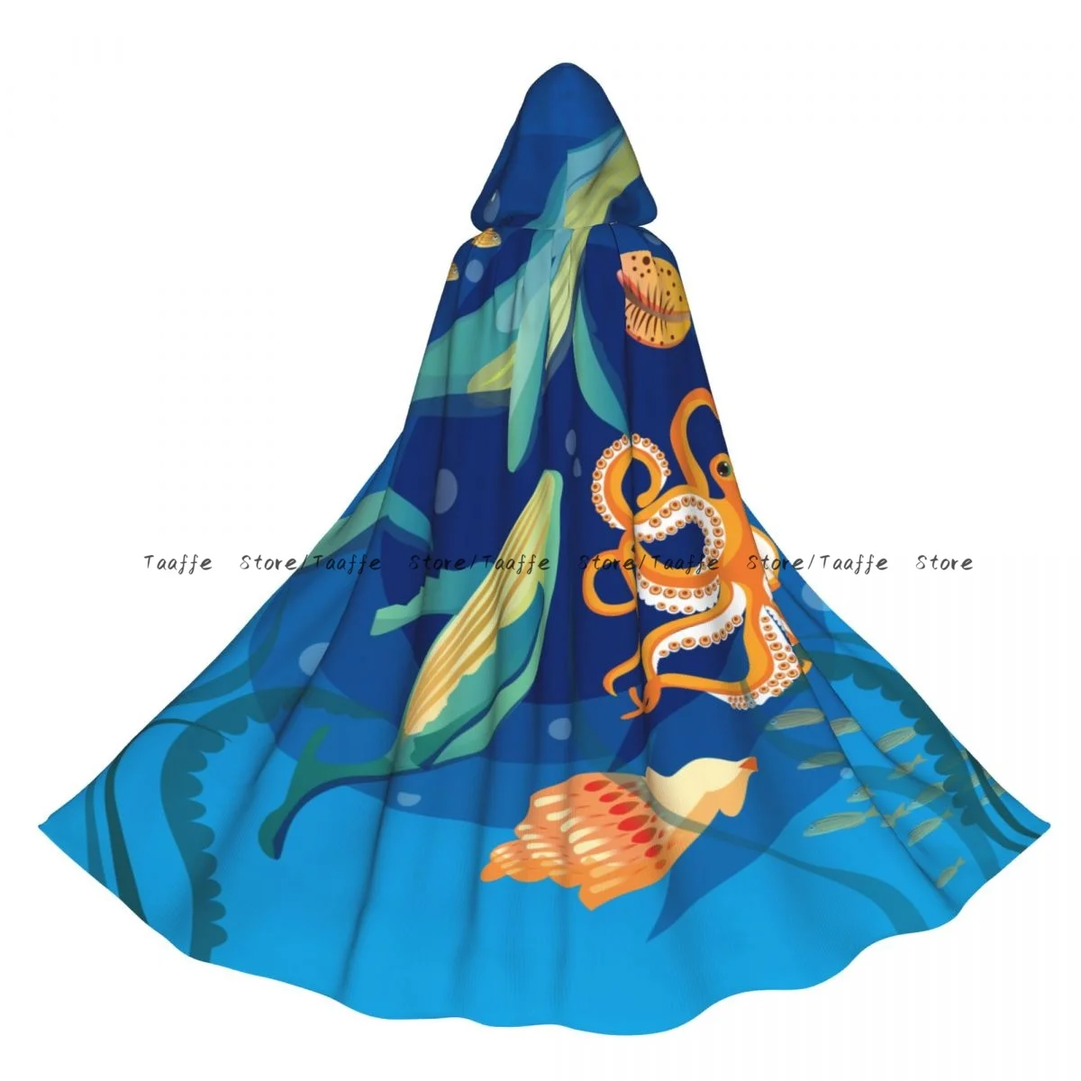 

Взрослый океан подводная жизнь плащ накидка с капюшоном средневековый костюм ведьмы Викка вампир Хэллоуин костюм платье пальто