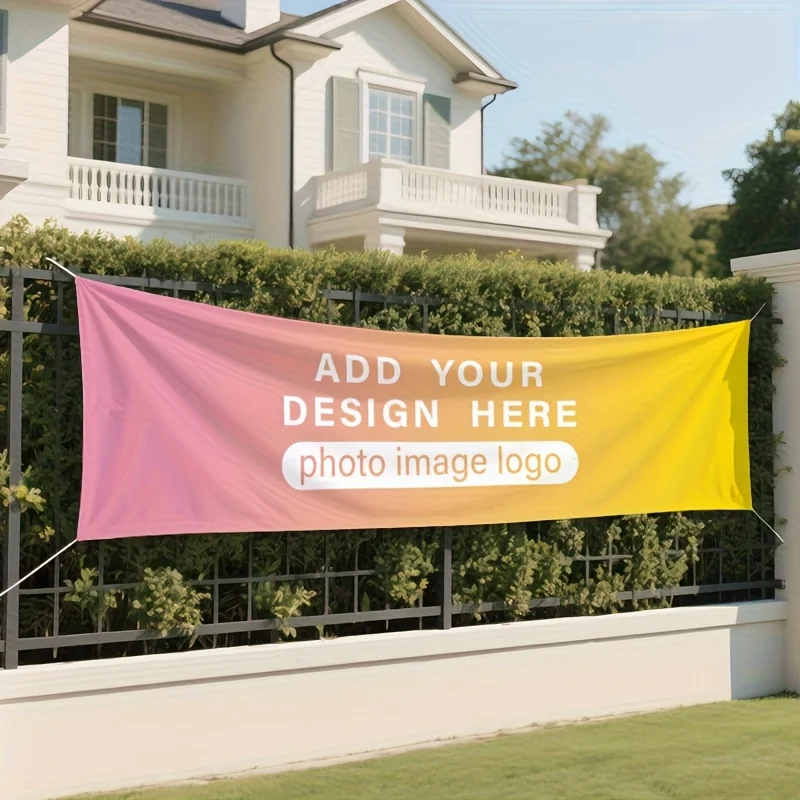 2D FLAT 1pc Custom Banner & Custom Flag, Personalized Outdoor Decor Banner for Christmas, Halloween, Birthday, Wedding