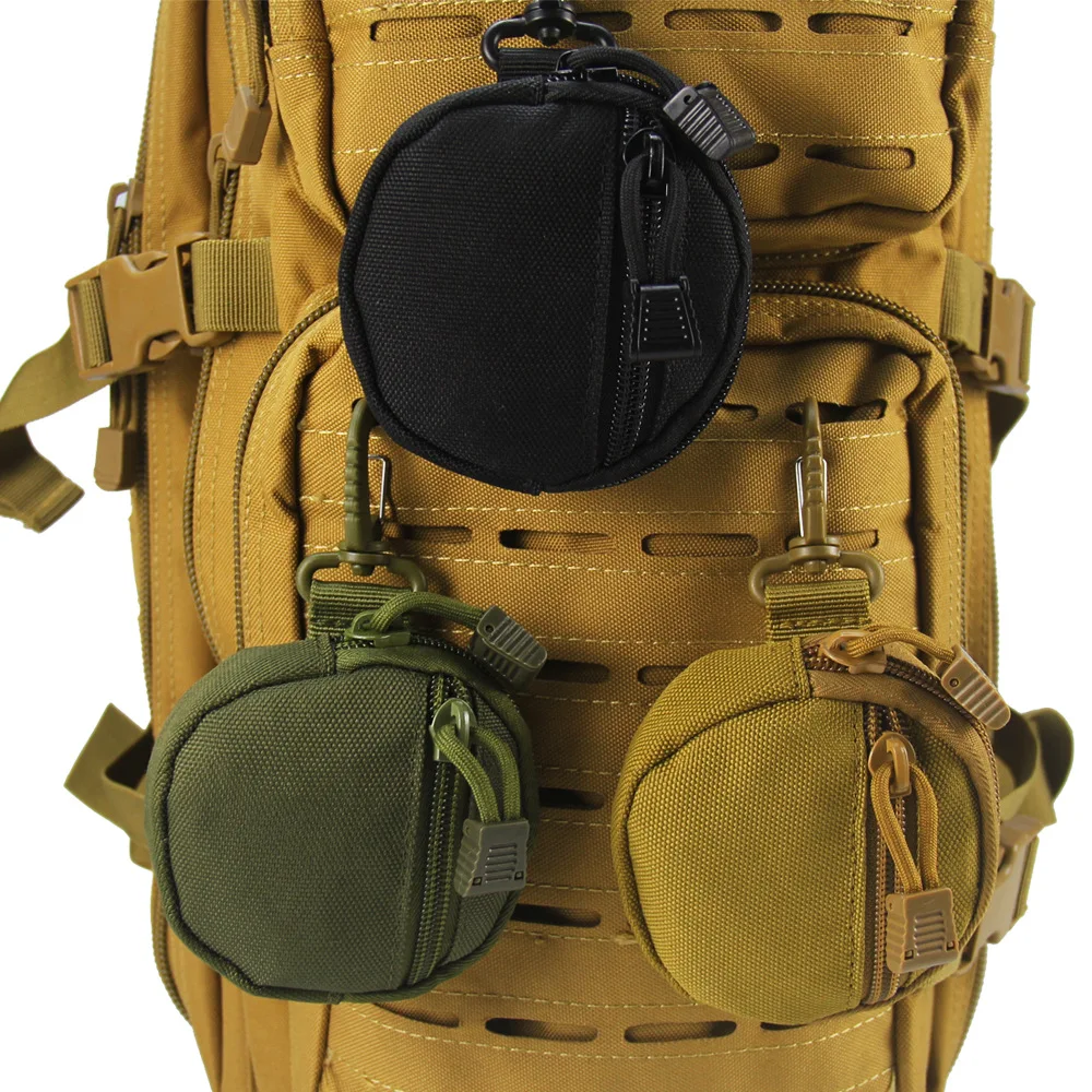Mini Protective Storage Pouch Tactical Round Design for Outdoor Key USB Drive Earphone Coin Organizer