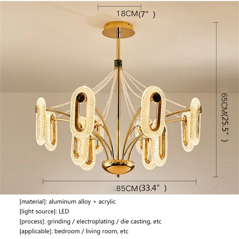 TEMAR Nordic Chandelier Lamp Fixtures Modern Pendant Lights Five Rings LED Home for Home Decoration