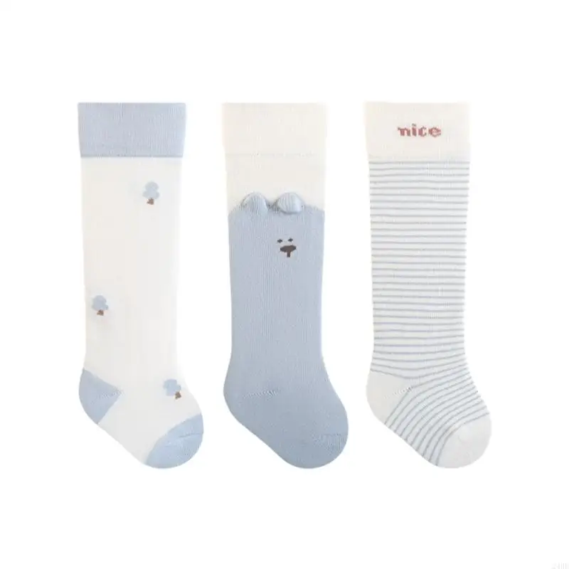 سريعة الجافة بتمشيط القطن الاطفال عالية الجوارب نونسليب مطاطا أعلى جوارب للنشاط في الهواء الطلق ارتداء اليومي 3 زوج 24BE