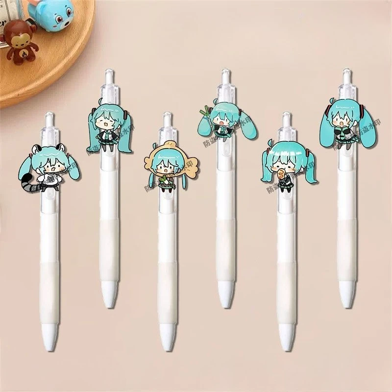 

New Hatsune Miku anime cute peripheral student stationery gel pen kawaii Miku cartoon student smooth quick-drying press pen gift