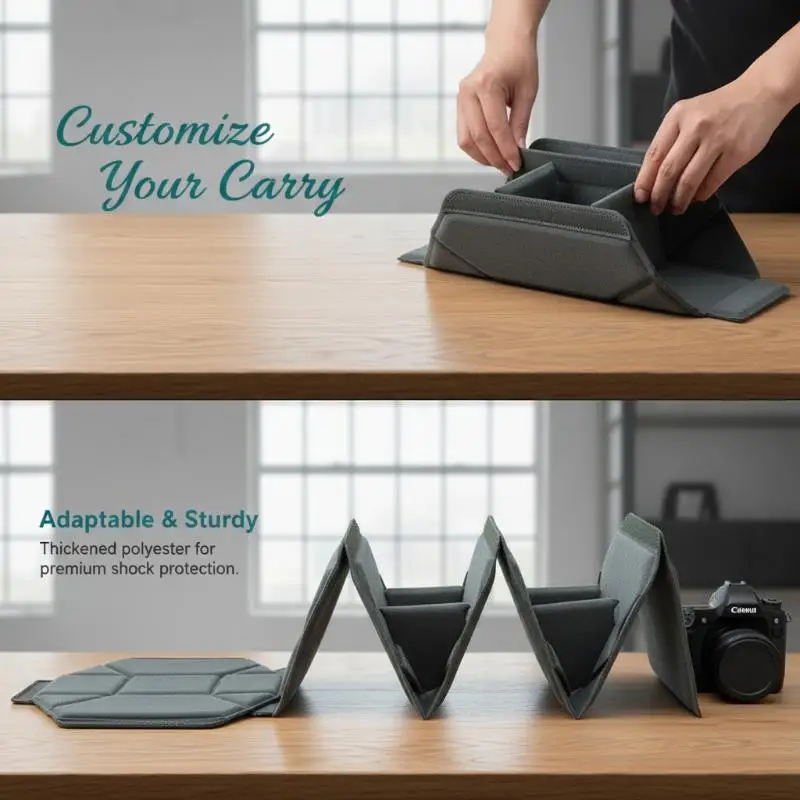 Foldable Camera Lens Inner Bag Moisture-proof Interior Dividers SLR Liner Bag Protective Equipment Padded Compartments