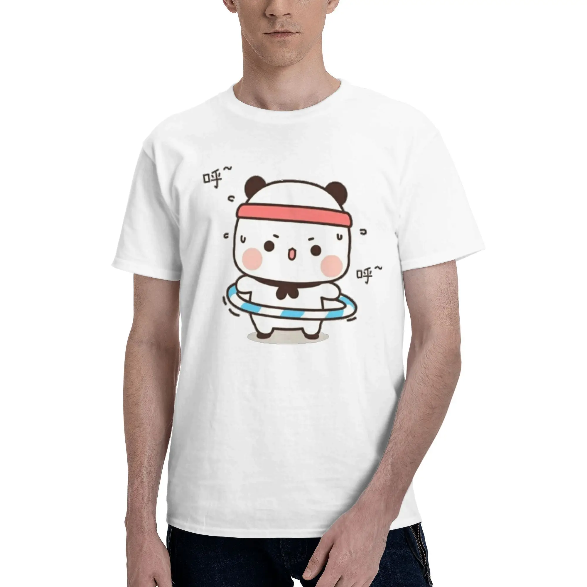 Bubu's-Camiseta de algodón Retro para hombre, camisetas de ocio con cuello redondo, historia de pérdida de peso, Bubu Start Doing ejercicios con Hula Hoop, verano