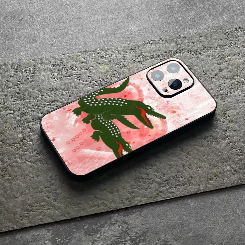 Чехол для телефона C-crocodileS l-lacosteES для iPhone 18171615141312X XR XS Plus Mini Pro Max, мягкий черный ударопрочный чехол.