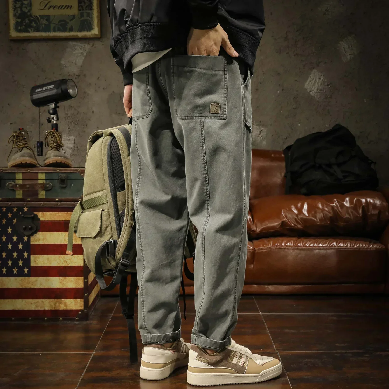 Trousers Straight Man Cowboy Pants Black Men's Jeans Wide Leg Cargo Retro Regular Korean Style Spring Autumn Luxury Clothing Xs