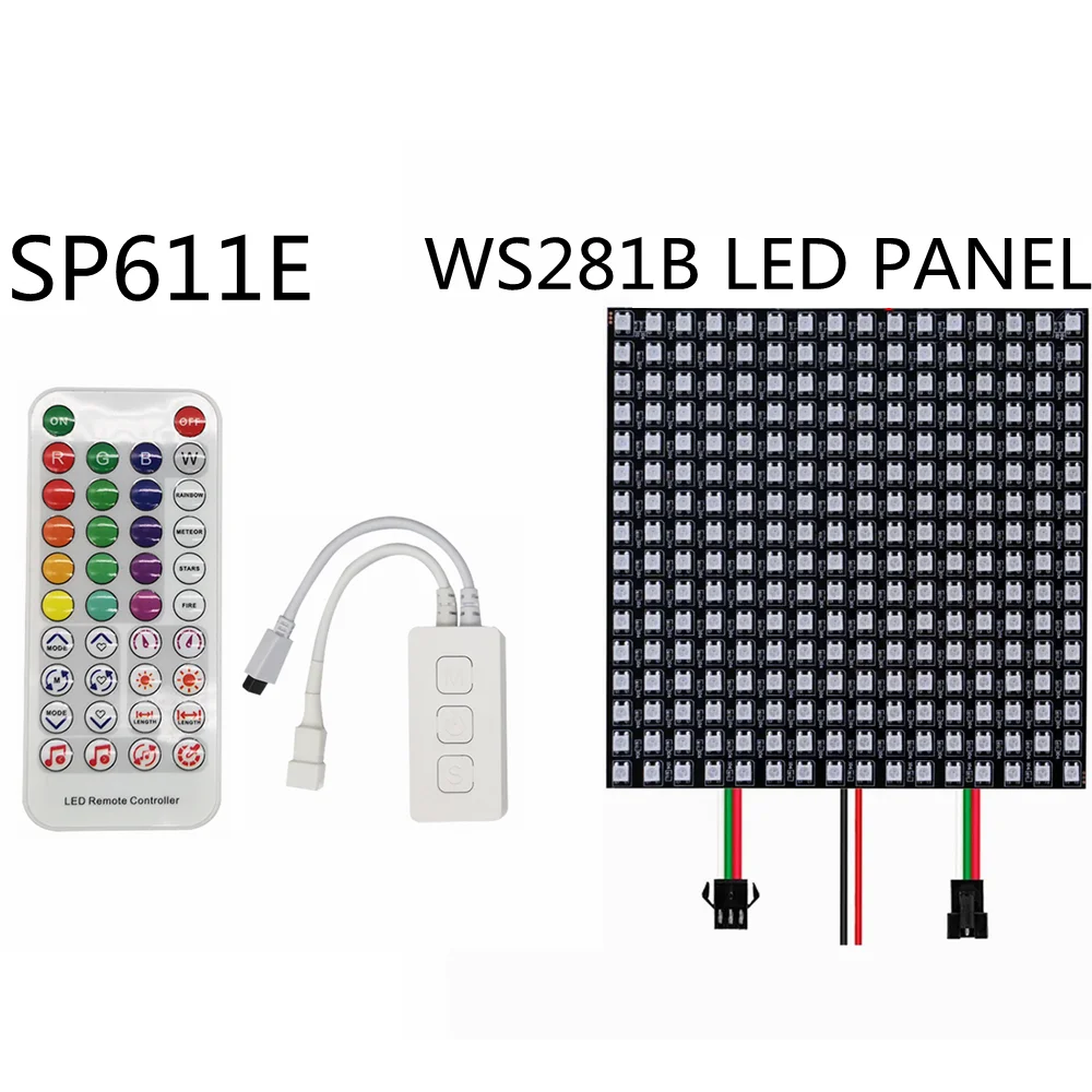 

WS2812B panel light 8x8/16x16/8x32 DC5V SP611E music Bluetooth application controller DC5V-24V