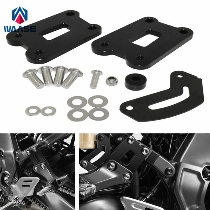 WAASE Rear Footpegs Pedal Lowering Kit Passenger Footrests Supports For Yamaha MT-09 MT09 SP 2021 2022