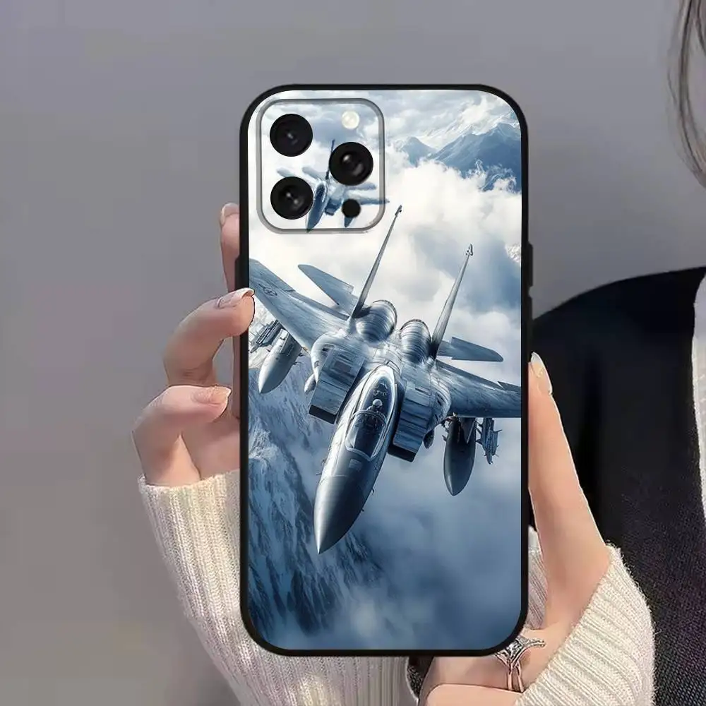 F-F35 F-Fighter jets F22 جراب هاتف آيفون 11,17,16,14,12,15,13,Max,SE4,Plus,E,Pro,Air,Mini Black soft Cover allover print