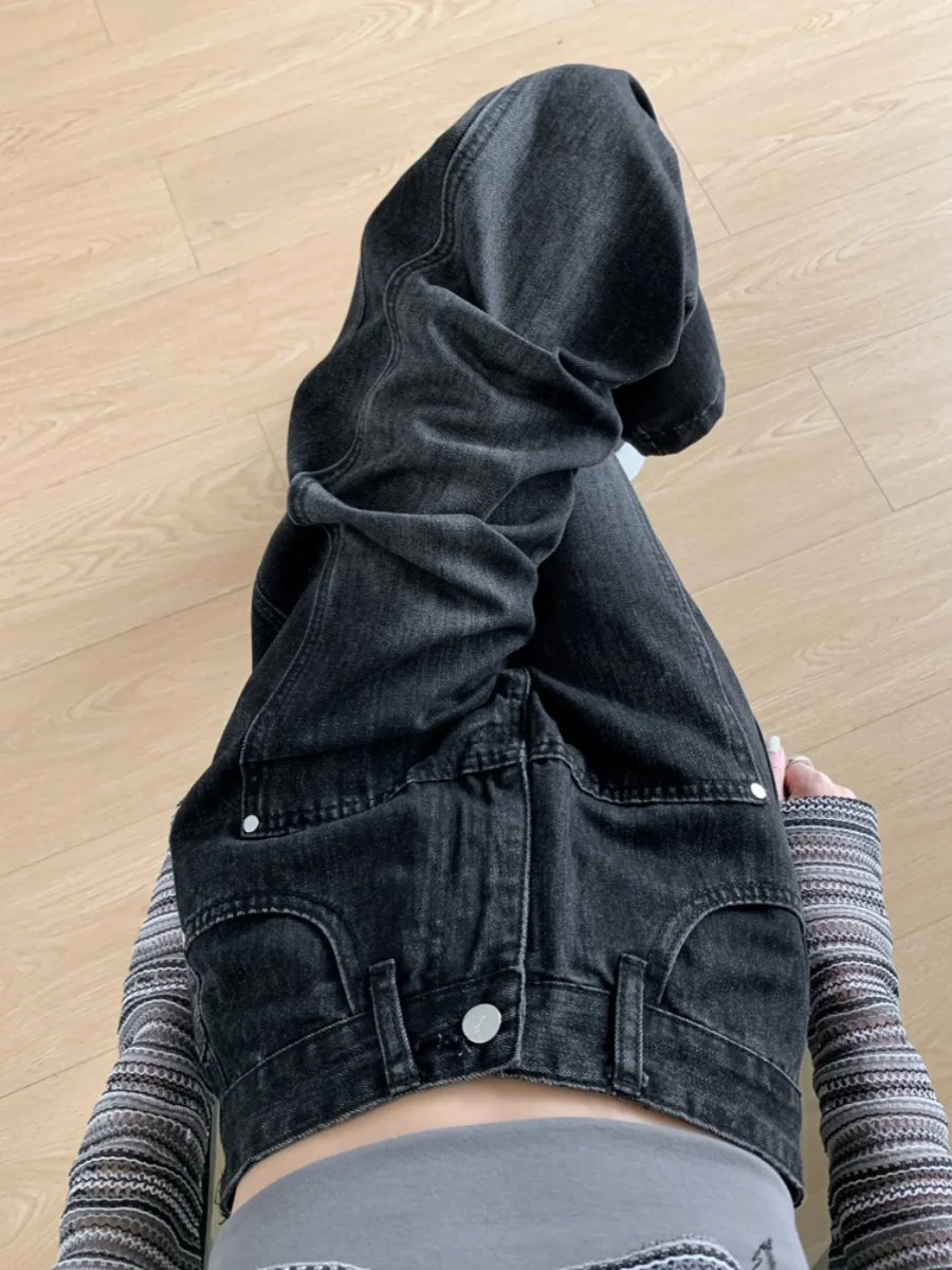 ارتفاع الخصر واسعة الساق الدينيم الجينز المرأة فضفاضة تناسب مستقيم السراويل الطويلة الخريف جديد Sle حجم كبير الكمثرى القرد الجسم التخسيس Bla... #3