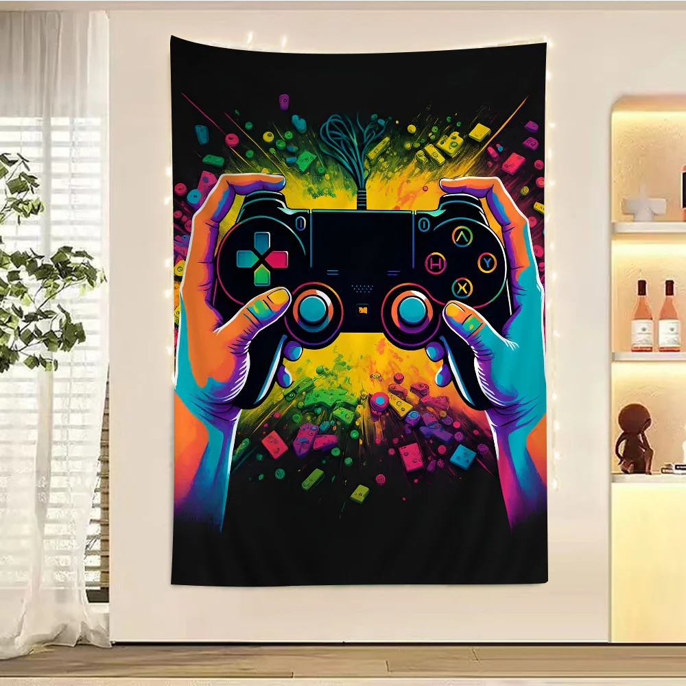 Colorful Game Controller Tapestry Art Printing Art Science Fiction Room Home Decor Home Decor