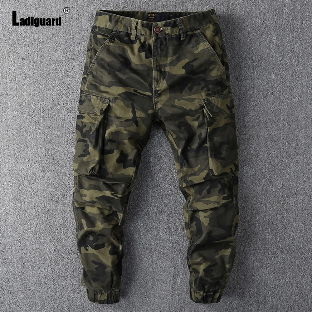 Men's Stand Pocket Casual Cargo Pants 2024 America and Europe Style Fashion Basic Trousers Plus Size Mens Outdoor Camo Pants New