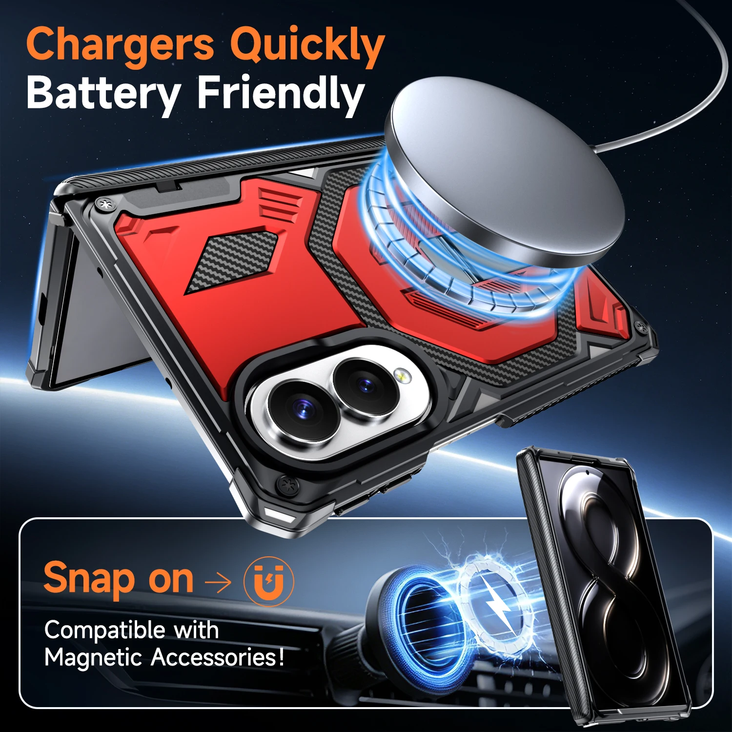 Magnetyczne etui do Samsung Galaxy Z Fold 8 Ultra Fold8 Fold 7, pancerne, odporne na wstrząsy, z podstawką, kompatybilne z ładowaniem Magsafe, obudowa. — zdjęcie produktu 3