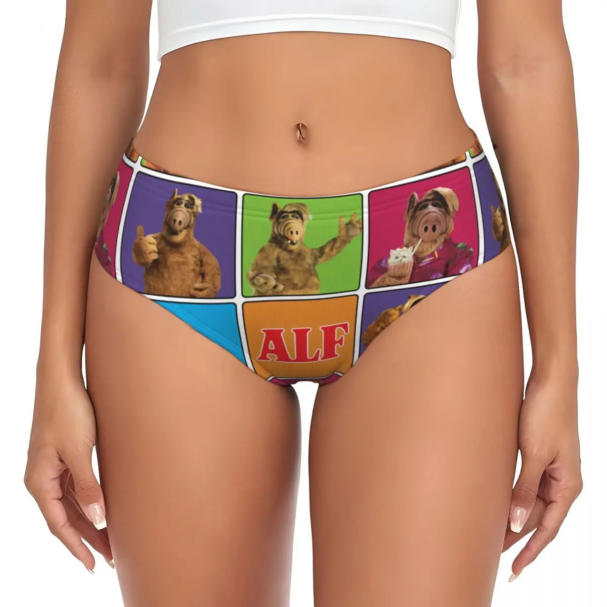 ملابس داخلية نسائية مخصصة على شكل الحياة الغريبة ALF Meme Collage سراويل داخلية قابلة للتنفس لعرض الخيال العلمي التلفزيوني