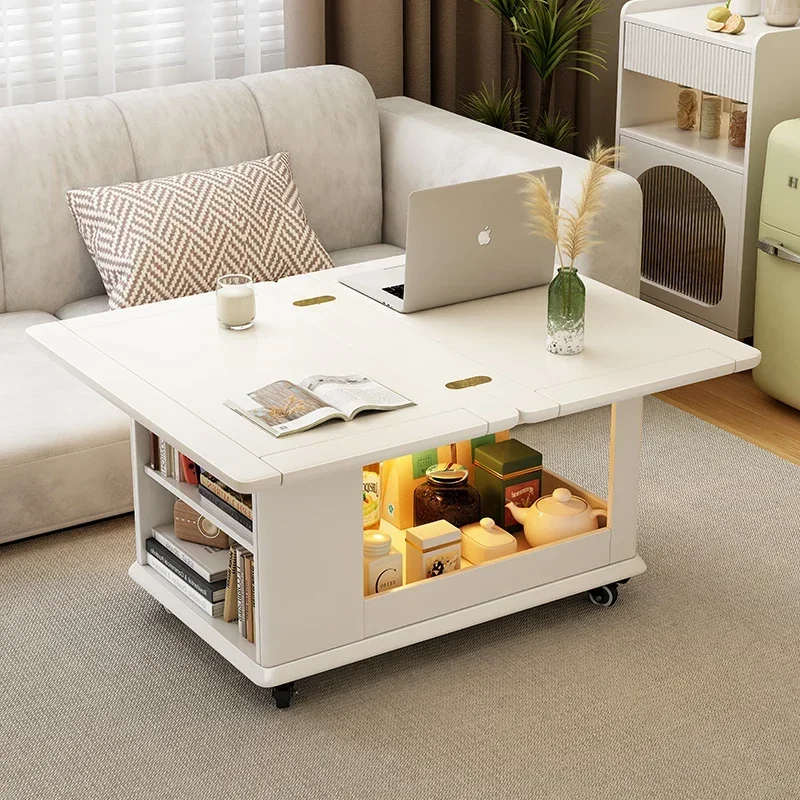 Mesa de centro plegable móvil para sala de estar, gabinete lateral para sofá, mesa auxiliar móvil, mesita de noche para dormitorio, gabinete de almacenamiento