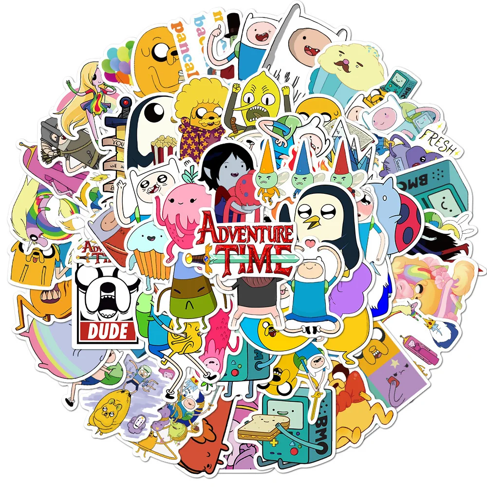 10/50/100PCS Adventure Time Cartoon Animation Luggage Scooter Laptop Phone Refrigerator Cup Graffiti Stickers Decorative Toys