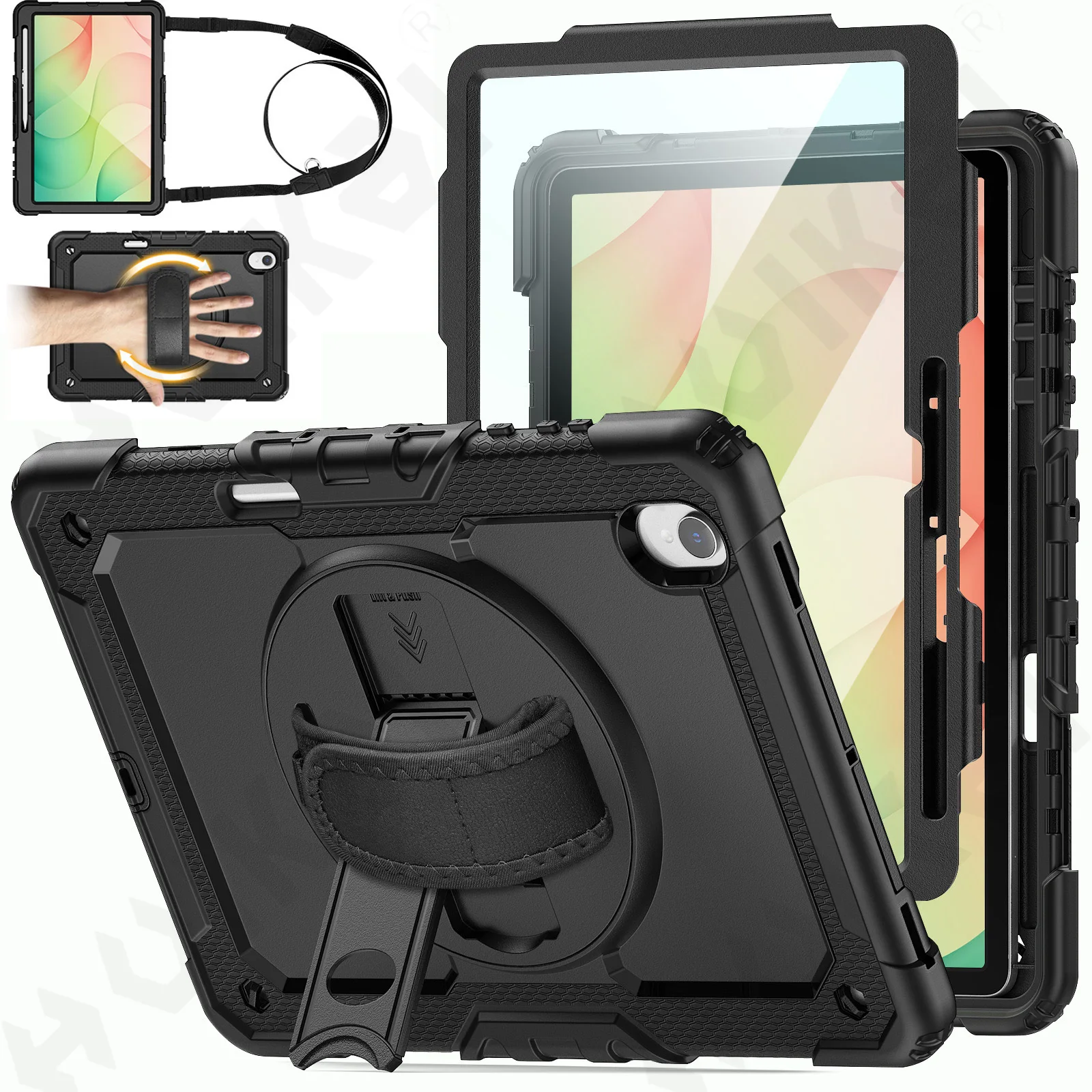 Heavy Duty Protective Case for Samsung Tab S12 Plus 12.6 inch Shockproof Cover 360 Rotatable Stand Hand Grip and Shoulder Strap