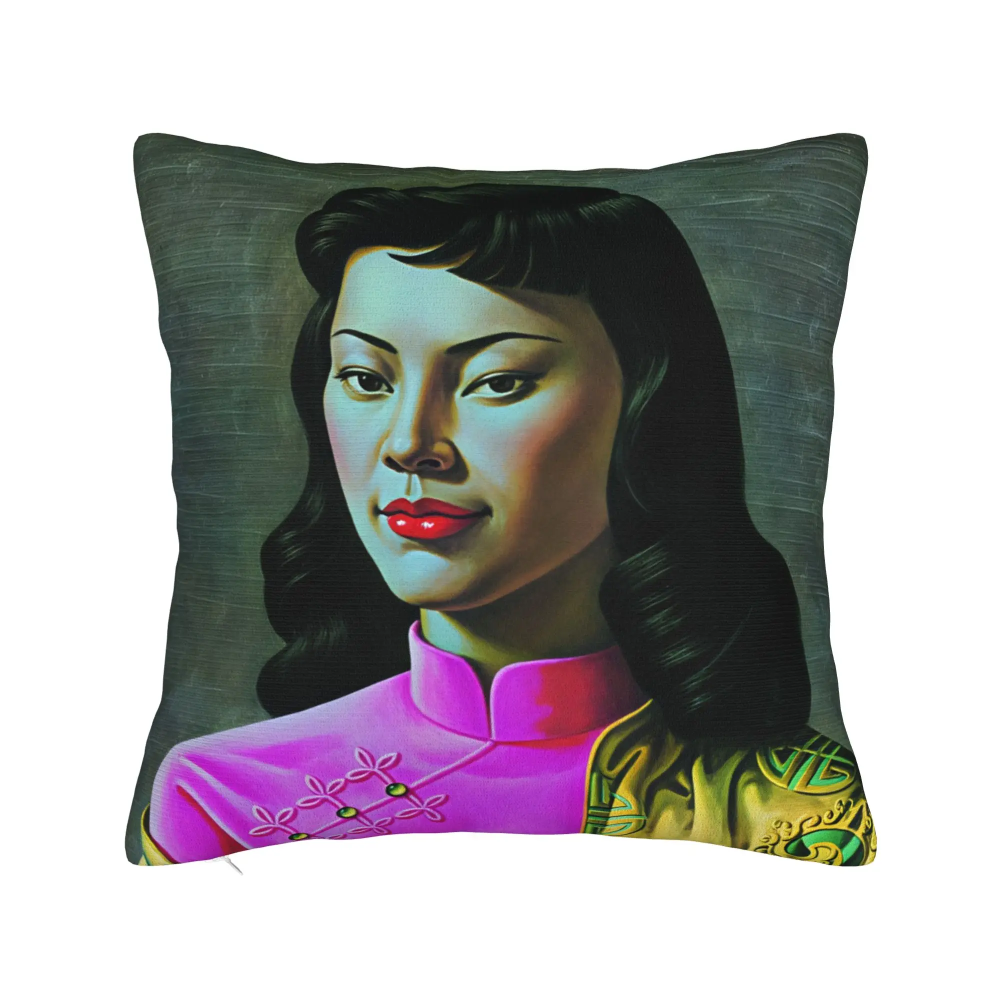 Miss Wong Vladimir Tretchikoff Pillow Case  Soft Pillow Cover For Sofa Home Decoration Vintage Cushion Cover