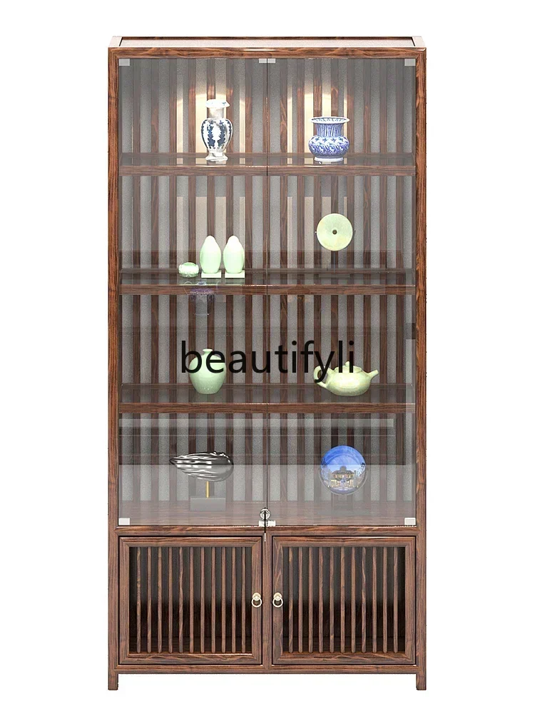 z.Solid wood jewelry display cabinet jewelry jade tea display cabinet antique antique display glass counter