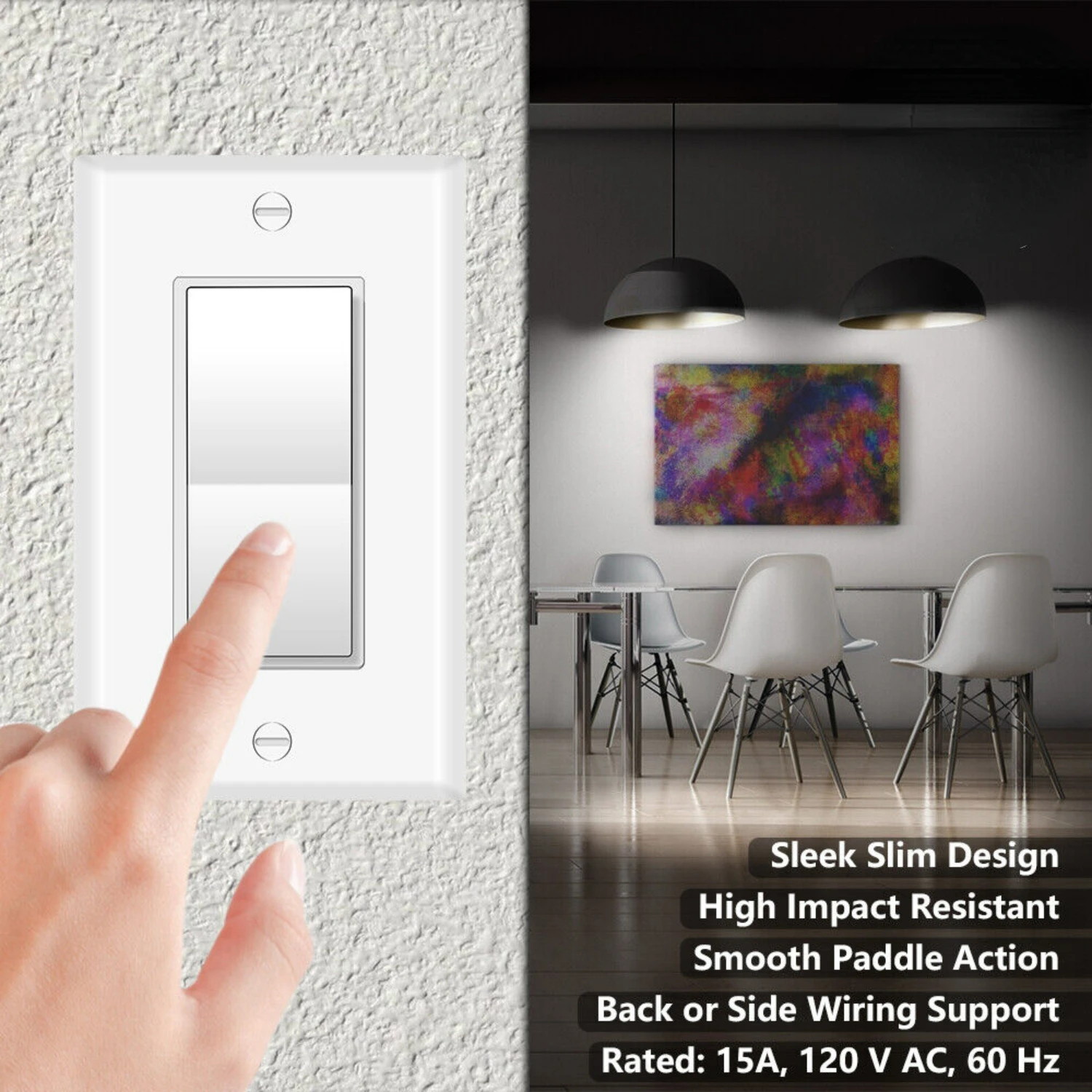 Enhance your stylish home decor with this reliable pack of 10 3-way UL listed wall light switches. Perfect for elevating any roo